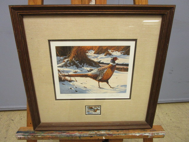 lot 351 image: DANIEL SMITHS 1988 MINNESOTA PHEASANT HABITAT STAMP PRINT, SIGNED