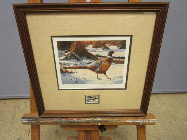lot 352 image: DANIEL SMITHS 1988 MINNESOTA PHEASANT HABITAT STAMP PRINT, SIGNED
