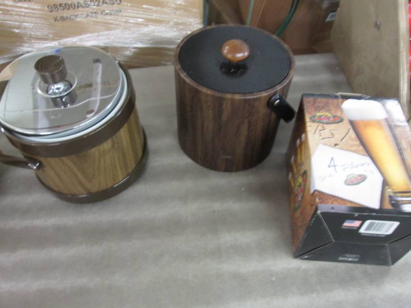 lot 18 image: 2 Ice Buckets, 4 Pilsner Glasses...