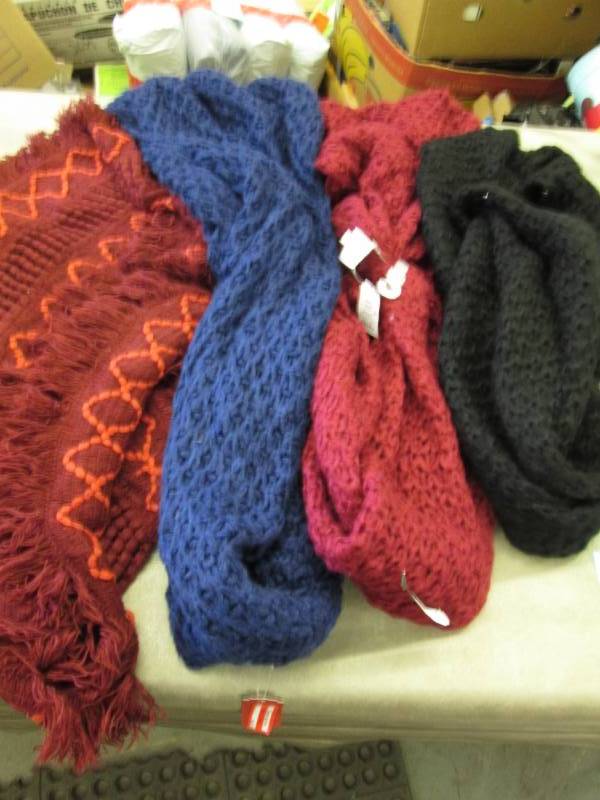 lot 141 image: 4 Knit Infinity Scarves...