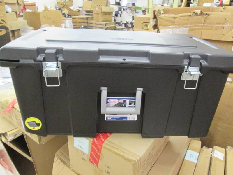 lot 200 image: Sterilite Footlocker, Black  31 14...