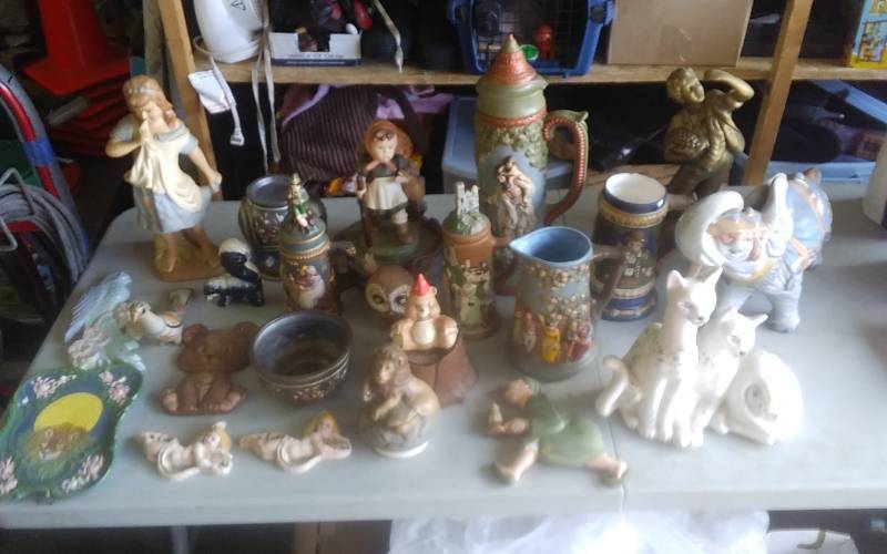 lot 7 image: Lot Of Pottery, Ceramics, Steins & Statues