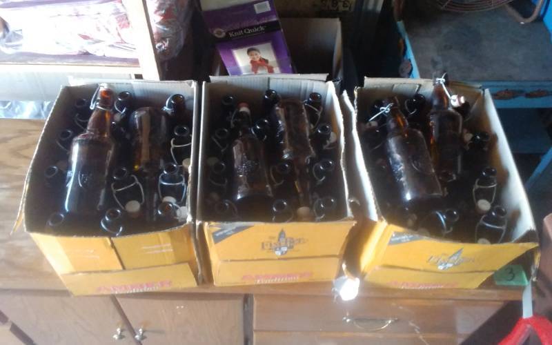 lot 15 image: Fischer Ale Bottles With Resealable Tops (Great For Home BrewWine)
