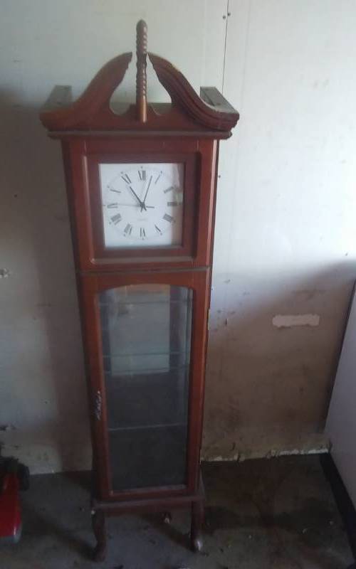 lot 16 image: ClockCurio Cabinet 14x12x68