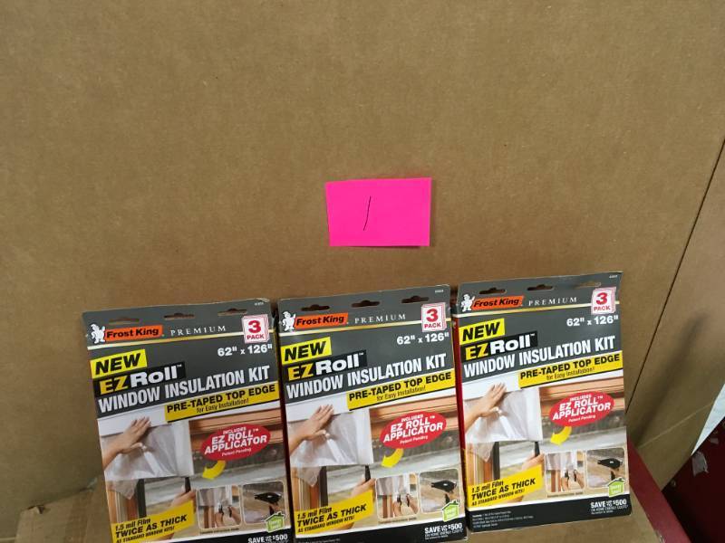 lot 1 image: Frost King EO 42 in. x 62 in. Premium EZ Roll-on Shrink Window Insulation Kit (3-Pack) not used