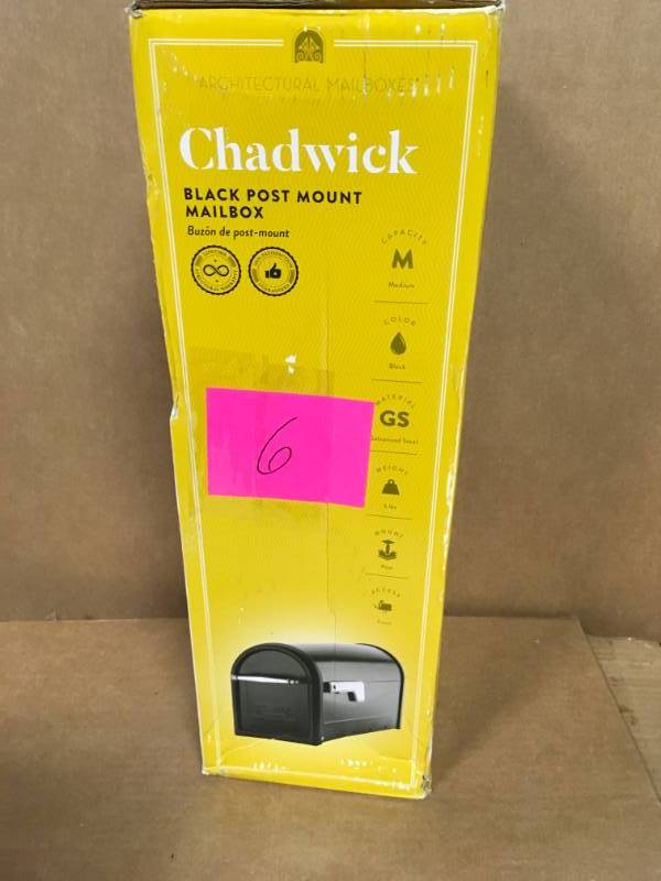 lot 6 image: Architectural Mailboxes Chadwick Post Mount Mailbox 8950B-10 in good condition