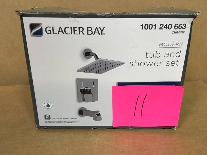 lot 11 image: Glacier Bay Modern Single-Handle 1-Spray Tub and Shower Faucet in Chrome  in good condition