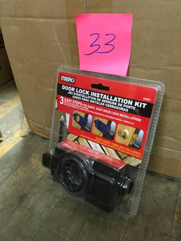 lot 33 image: MIBRO Carbon Steel Door Lock and Deadbolt Installation Kit for Wood Doors   in good condition