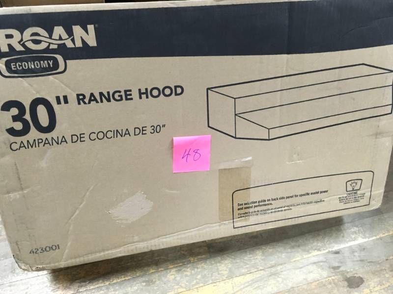 lot 48 image: Broan 42000 Series 30 in. Under Cabinet Range Hood with Light in White  in good condition