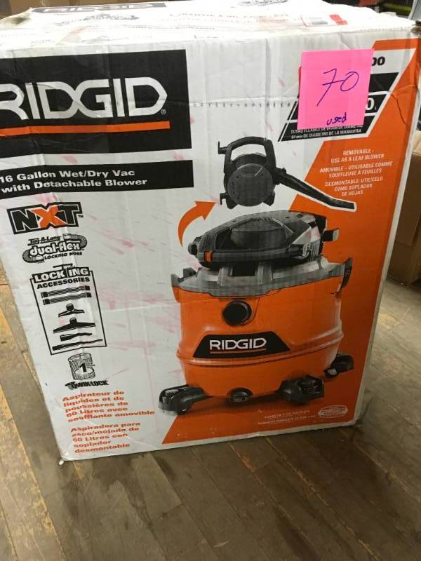 lot 70 image: RYOBI 16 Gal. 6.5 Peak HP NXT Wet Dry Vac with Detachable Blower USED  in good condition