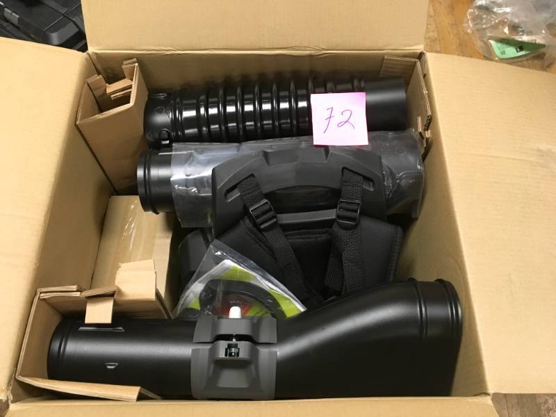 lot 72 image: RYOBI 145 MPH 625 CFM 40-Volt Lithium-Ion Cordless Backpack Blower 5 Ah Battery and Charger Included  in good condition