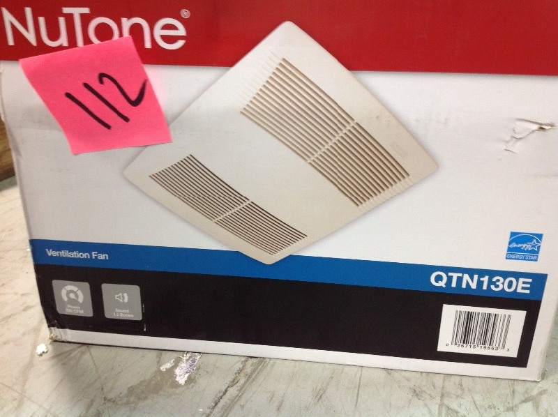 lot 112 image: Nutone QT Series Quiet 130 CFM Ceiling Bathroom Exhaust Fan not used