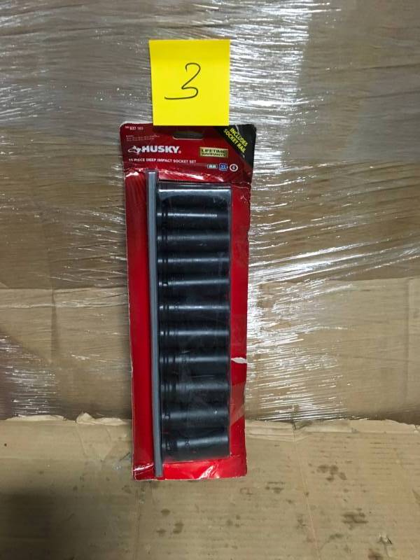 lot 3 image: Husky 12 in. Drive Deep Metric Impact Socket Set (11-Piece) USED in good condition