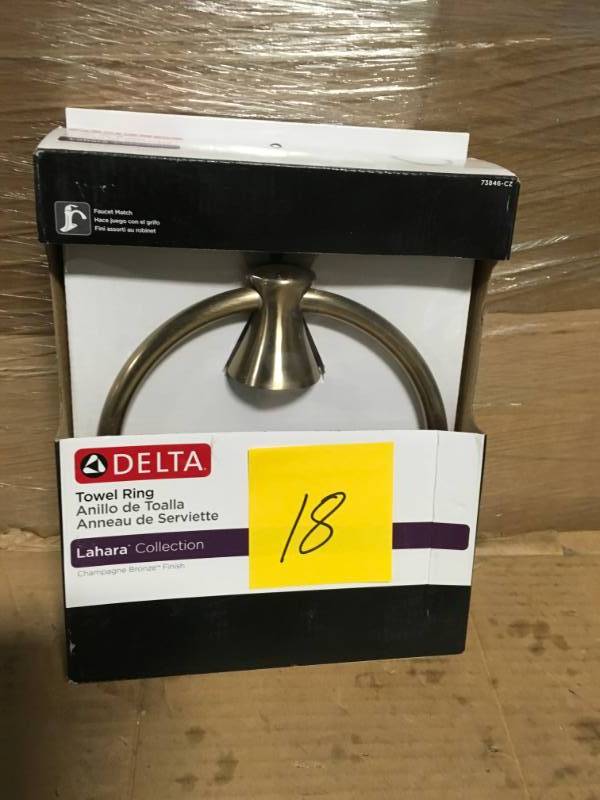 lot 18 image: DELTA Lahara Towel Ring in Champagne Bronze not used