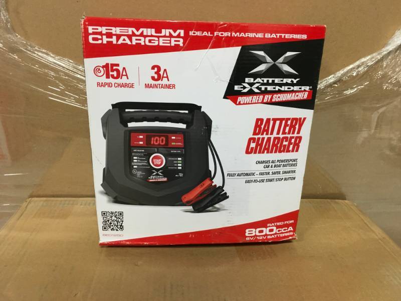 lot 49 image: Schumacher Battery Extender 6-Volt or 12-Volt, 15 Amp Battery ChargerMaintainer in good condition