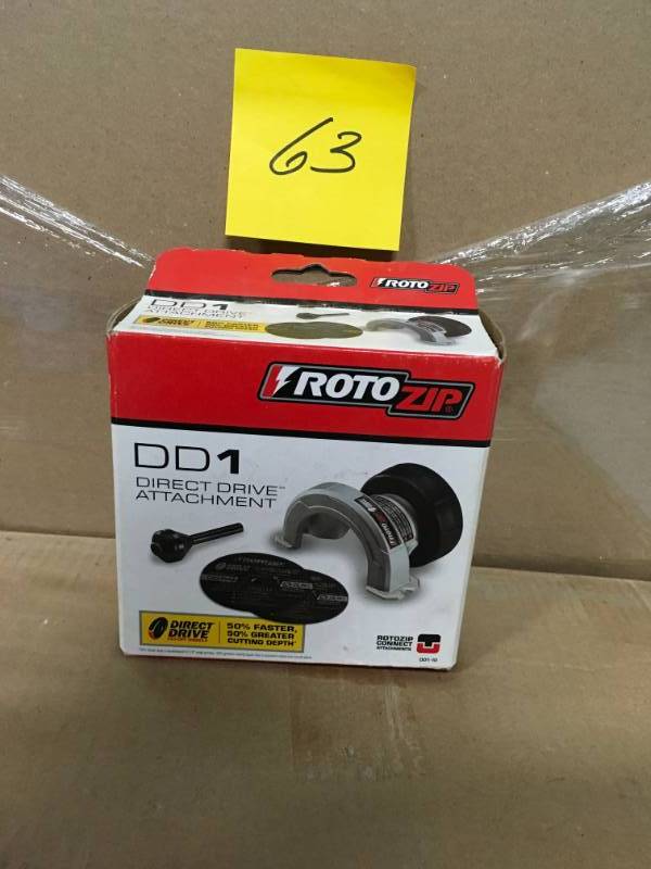 lot 63 image: Rotozip 2-12 in. Direct Drive Cut-Off Rotary Tool Attachment for Cutting Steel and Copper and Plastic in good condition
