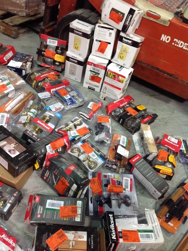 lot 101 image: Lot of mixed Door Hardware not inspected various types, keyed , keyless, smart, regular door knobs, etc