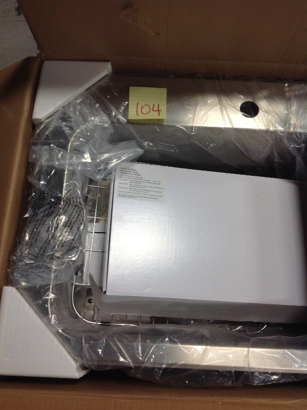 lot 104 image: Glacier Bay All-in-One Dual Mount Stainless Steel 33 in. 2-Hole Single Bowl Kitchen Sink in Brushed with Faucet not used