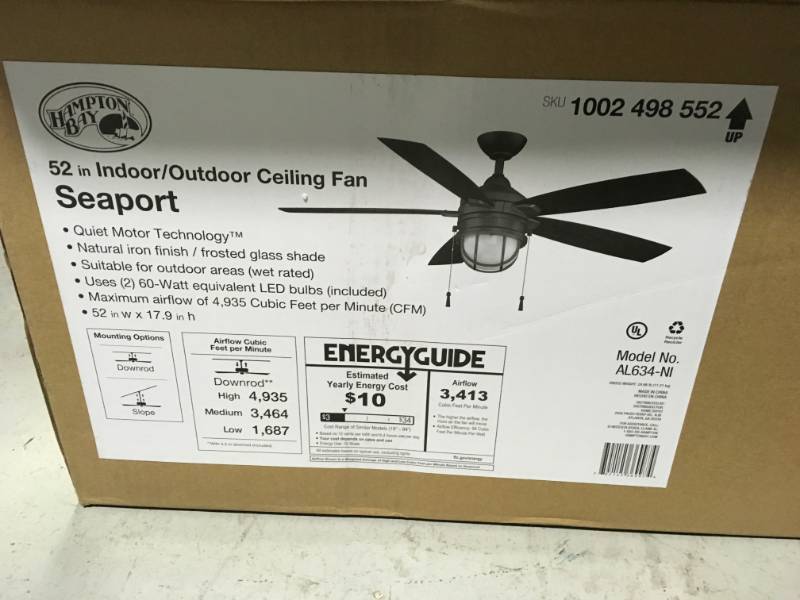 Hampton Bay Rockport 52 in. LED Oil Rubbed Bronze Ceiling Fan with Light Kit in good condition