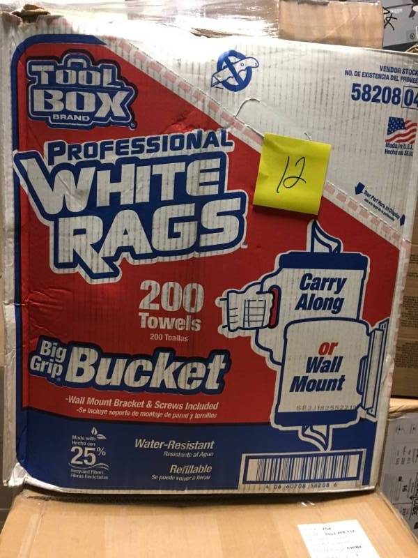 TOOLBOX White Rags (200-Count) (Box)  in good condition