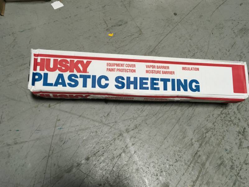 HUSKY 10 ft. x 100 ft. Black 4 mil Plastic Sheeting not used