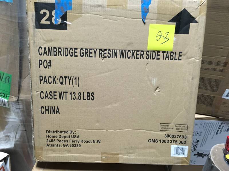 Hampton Bay Cambridge Grey Wicker Outdoor Side Table not used