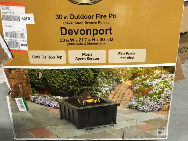 Hampton Bay Devonport 30 in. x 21.25 in. Slate Fire Table in Oil Rubbed Bronze in good condition