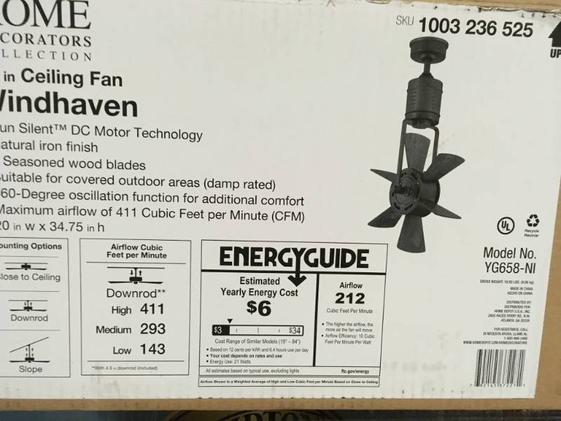 Home Decorators Collection Windhaven 20 in. Outdoor Natural Iron Ceiling Fan with Remote Control in good condition