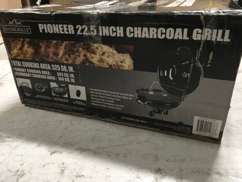 RiverGrille Pioneer 22.5 in. Charcoal Grill in Black not used