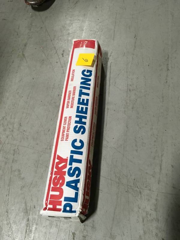 lot 6 image: HUSKY 10 ft. x 100 ft. Black 4 mil Plastic Sheeting not used