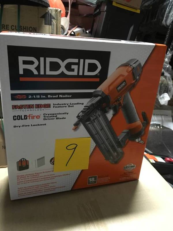 lot 9 image: RIDGID 18-Gauge 2-18 in. Brad Nailer not used