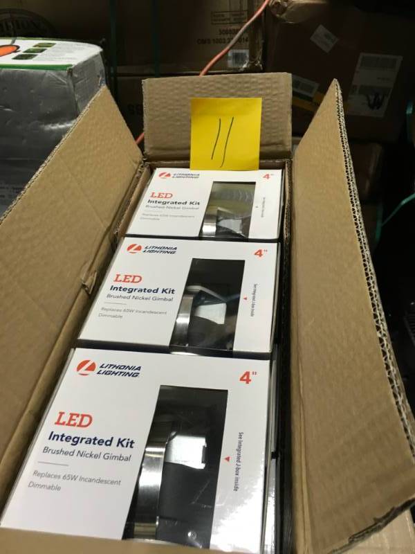 lot 11 image: Lithonia Lighting Lithonia OneUp 4 in. Brushed Nickel Recessed Integrated LED Kit not used