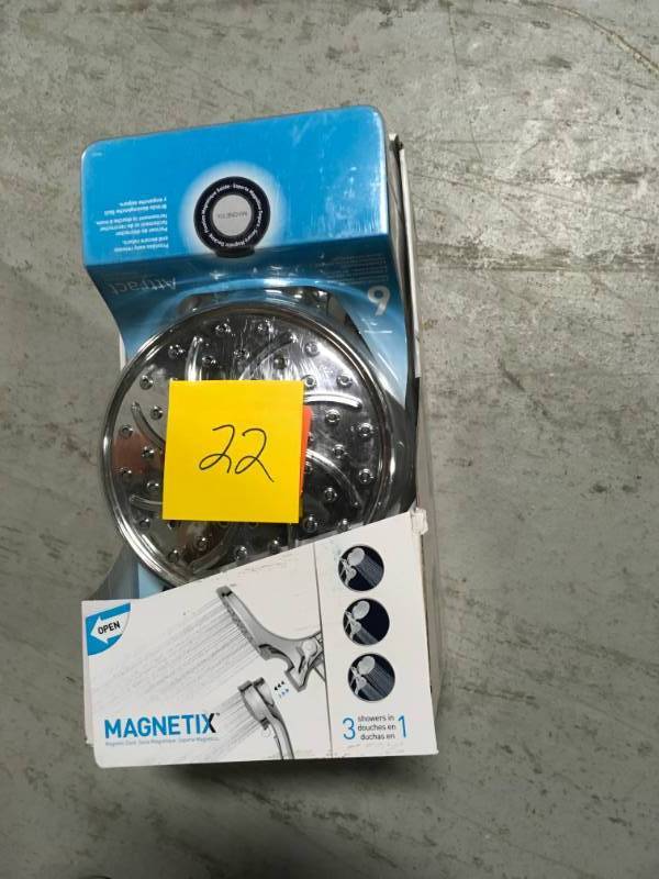 lot 22 image: Moen 26008 Attract Magnetix 2.0 GPM Rain Shower Head and Hand Shower Combo  in good condition