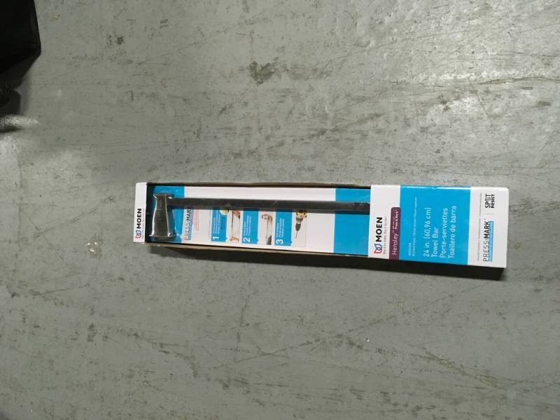 lot 28 image: Hensley 24 in. Towel Bar with Press and Mark in Brushed Nickel  in good condition