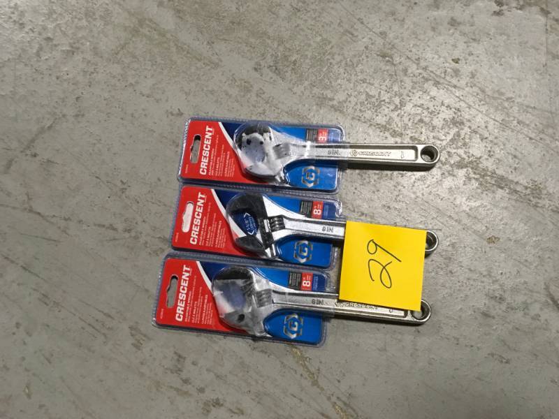 lot 29 image: Lot of 3 Crescent 8 in. Adjustable Wrench not used