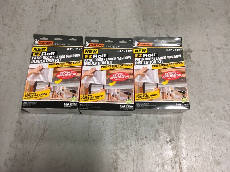 lot 31 image: Frost King EO 84 in. x 112 in. Premium Heavy-Duty EZ Roll-on Shrink Patio DoorLarge Window Insulation Kit not used