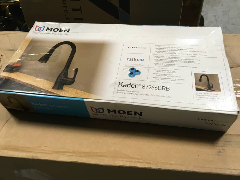 lot 38 image: Moen Kaden Single Handle Kitchen Faucet Pull Down Sprayer Bronze 87966BRB  in good condition