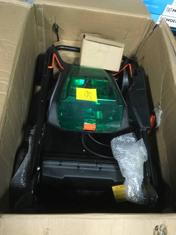 lot 45 image: Scotts 21 in. 62-Volt Lithium-Ion Cordless Battery Walk Behind Push Mower  in good condition