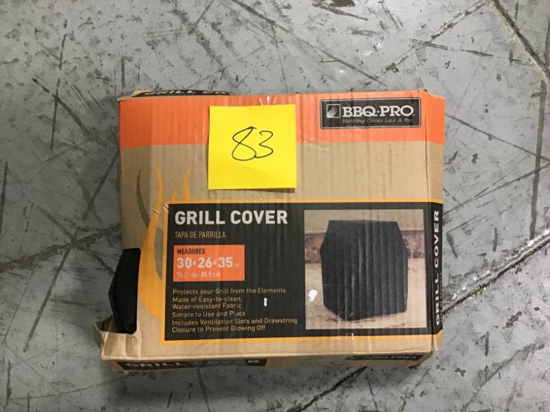 lot 83 image: BBQ Pro Black Grill Cover- 30 x 26 x 35  Grill Covers Grills in good condition