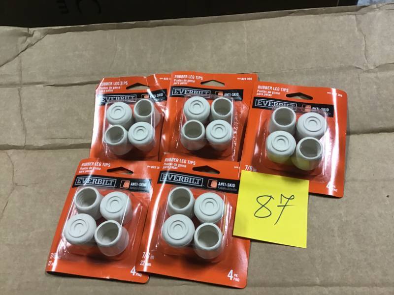 lot 87 image: Set of 5 2 Inch Rubber Wheel Swivel Casters Threaded Stems 2 Pack in good condition