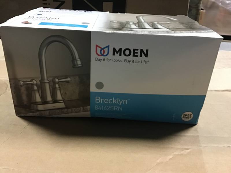 lot 90 image: Brecklyn 4 in. Centerset 2-Handle Bathroom Faucet in Spot Resist Brushed Nickel in good condition