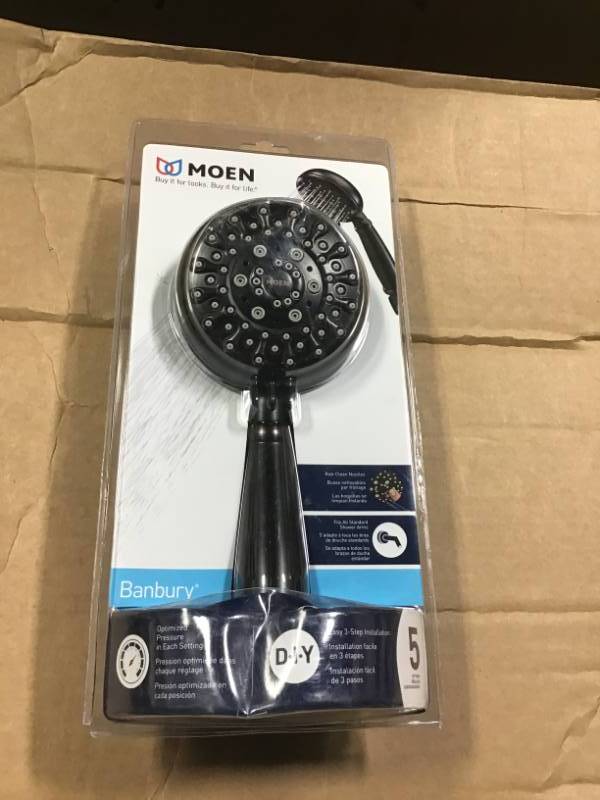 lot 97 image: Moen 23046BRB Banbury 5-Spray Hand Shower, 4, Mediterranean Bronze in good condition