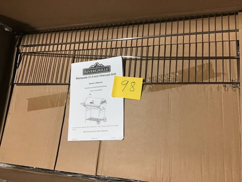 lot 98 image: Charcoal Grill Heavy Gauge Steel Porcelain Coated Grates Adjustable height Pan in good condition