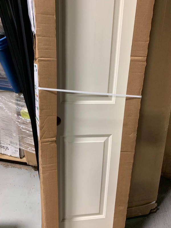 lot 111 image: Jeld-Wen 18 in. x 80 in. Cambridge Primed Right-Hand Smooth Solid Core Molded Composite MDF Single Prehung Interior Door not used