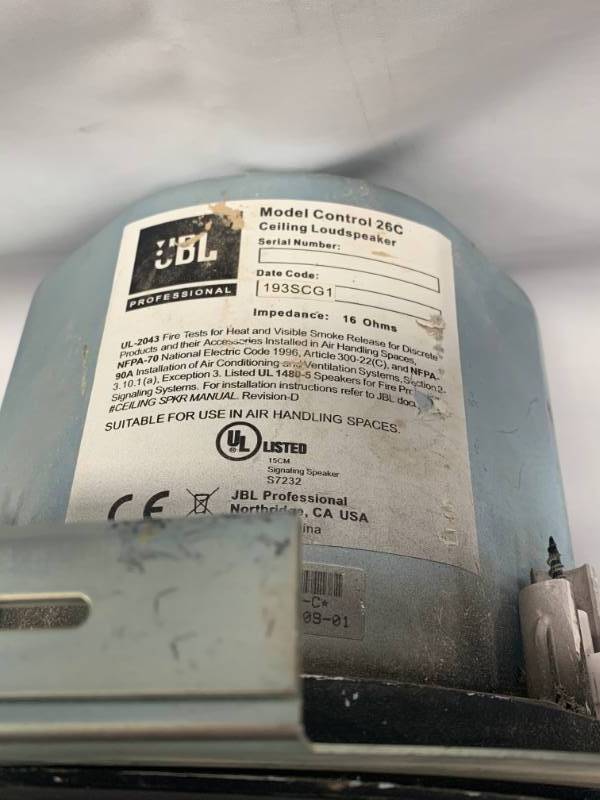 lot 12 image: JBL Control 26c Ceiling Loudspeaker