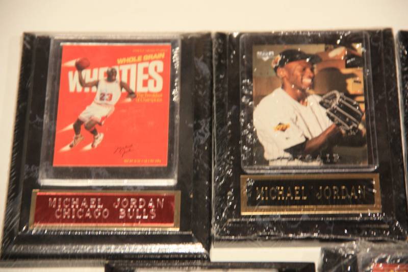 lot 43 image: Michael Jordan Card Plaque Lot  7 Items