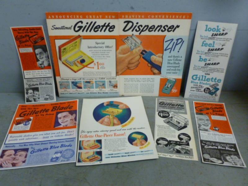 lot 19 image: Vintage Gillette Advertisement Signs