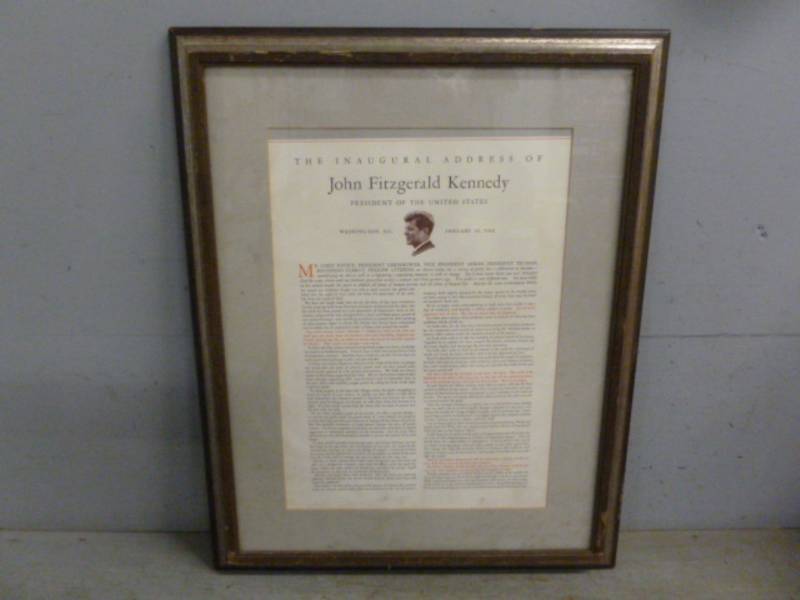 lot 60 image: Vintage Kennedy Inaugural Address