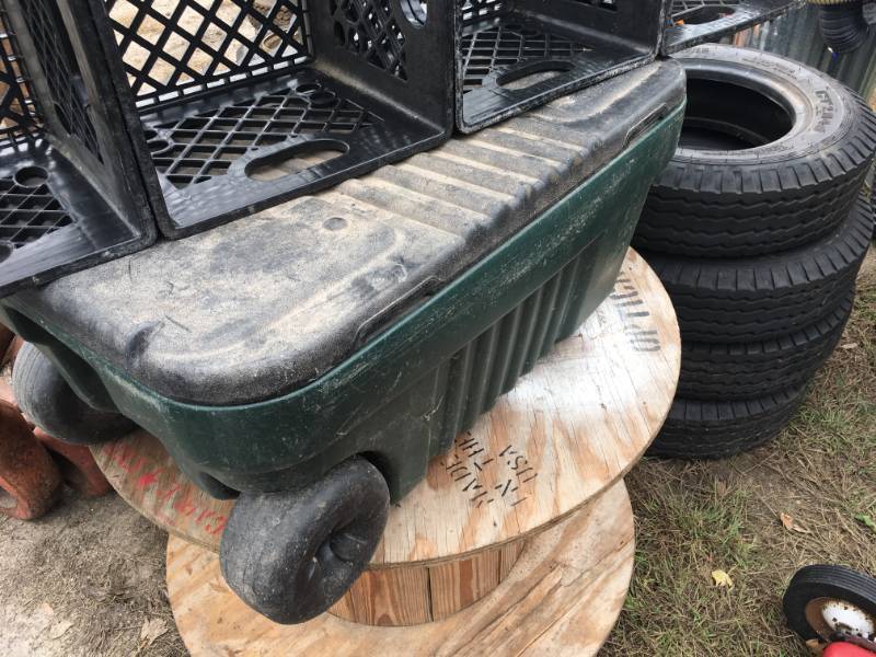 lot 87 image: Wood Spoil, Cooler, Milk Crate