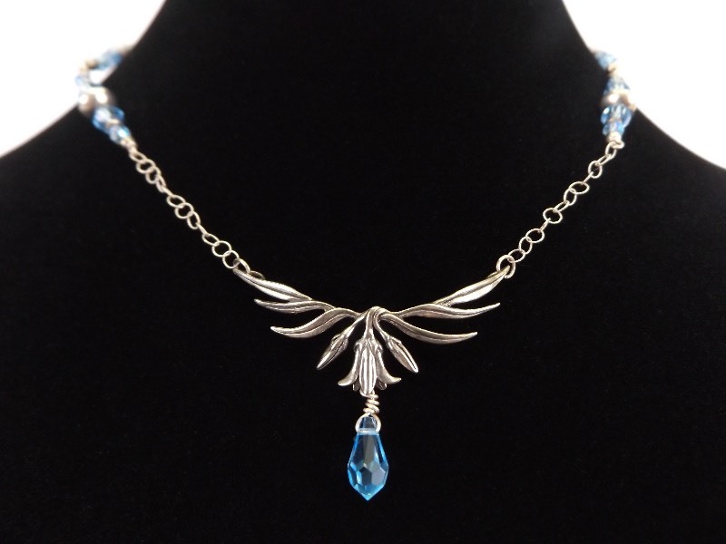 lot 2 image: .925 Sterling Silver Crystal Topaz Lady of the Lake Necklace